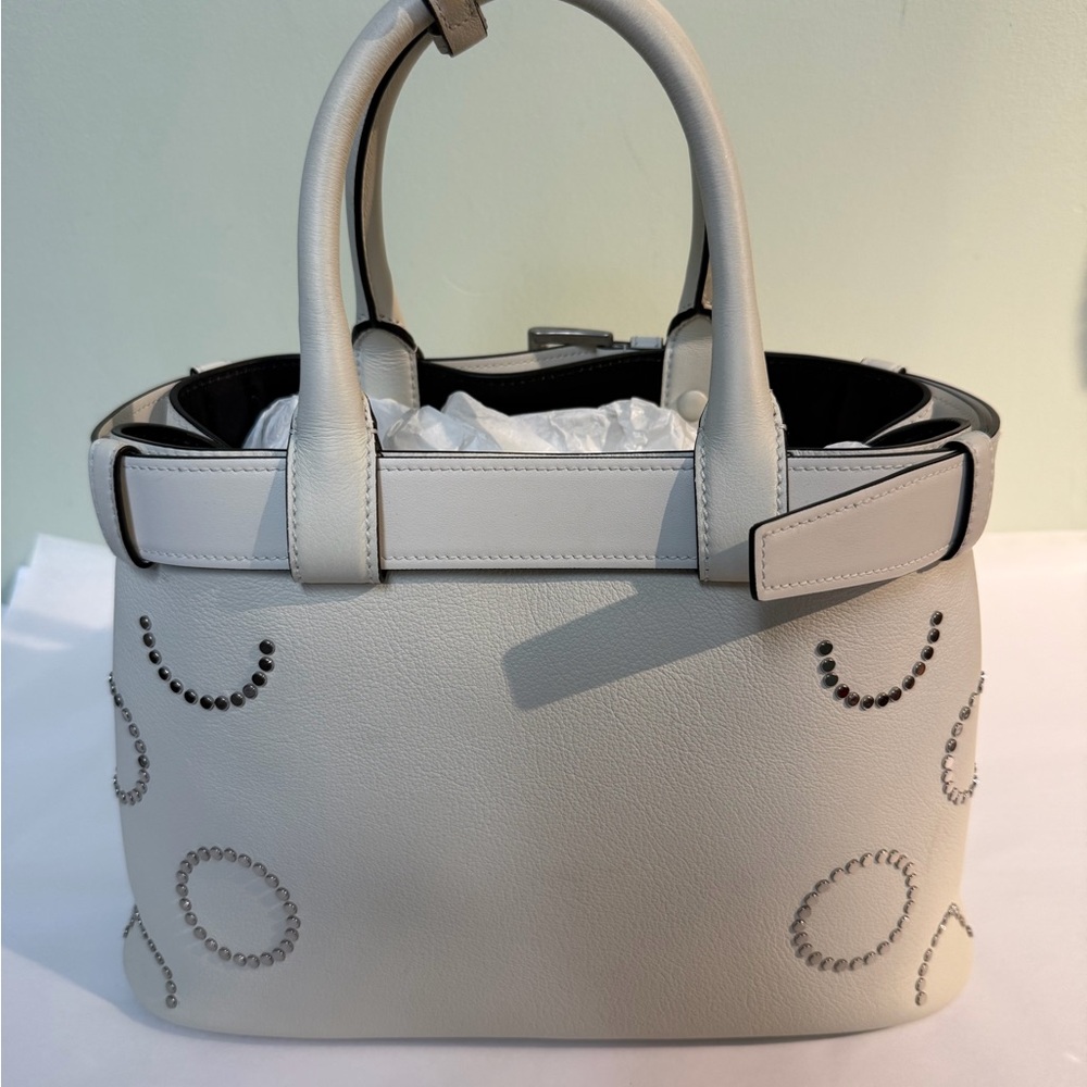 Prada White Studded Leather Tote - Picture 2 of 5